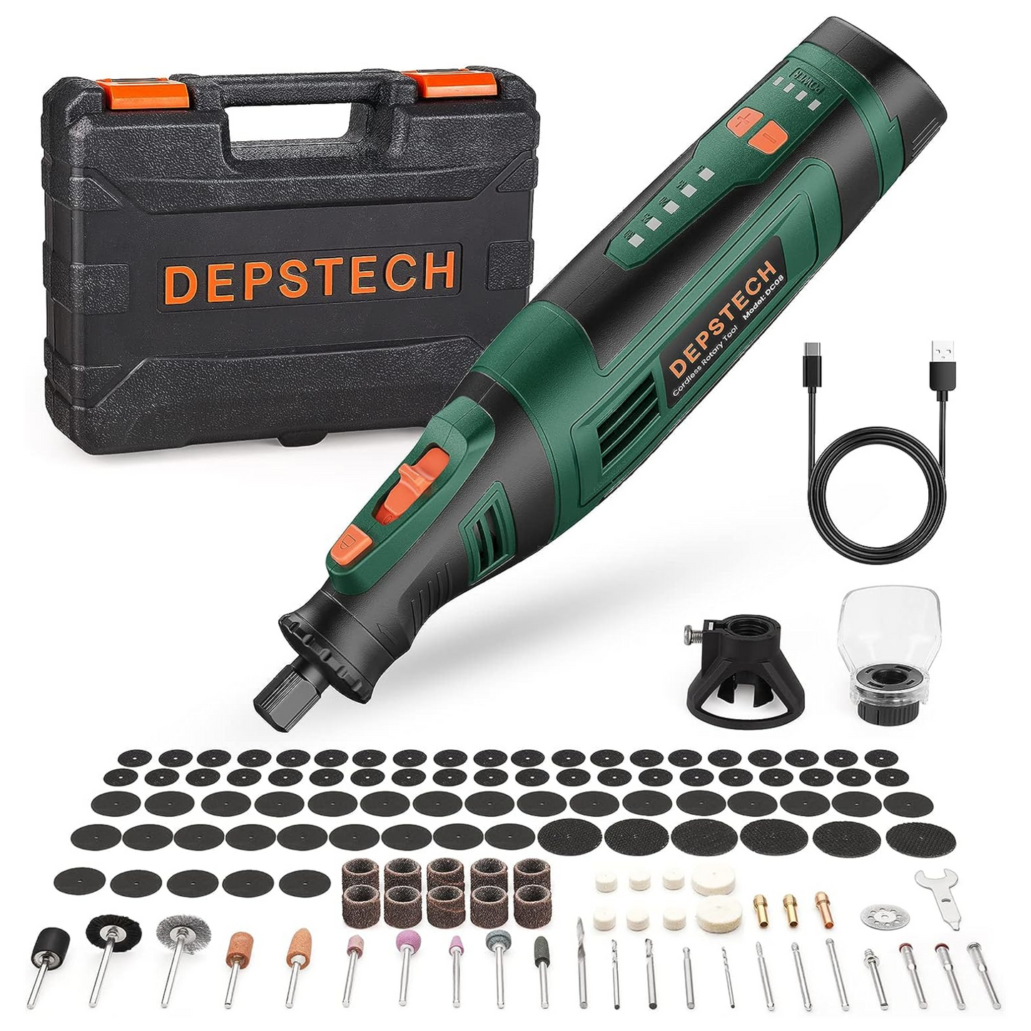 Kit de herramientas rotativas inalámbricas, batería recargable, 127 accesorios