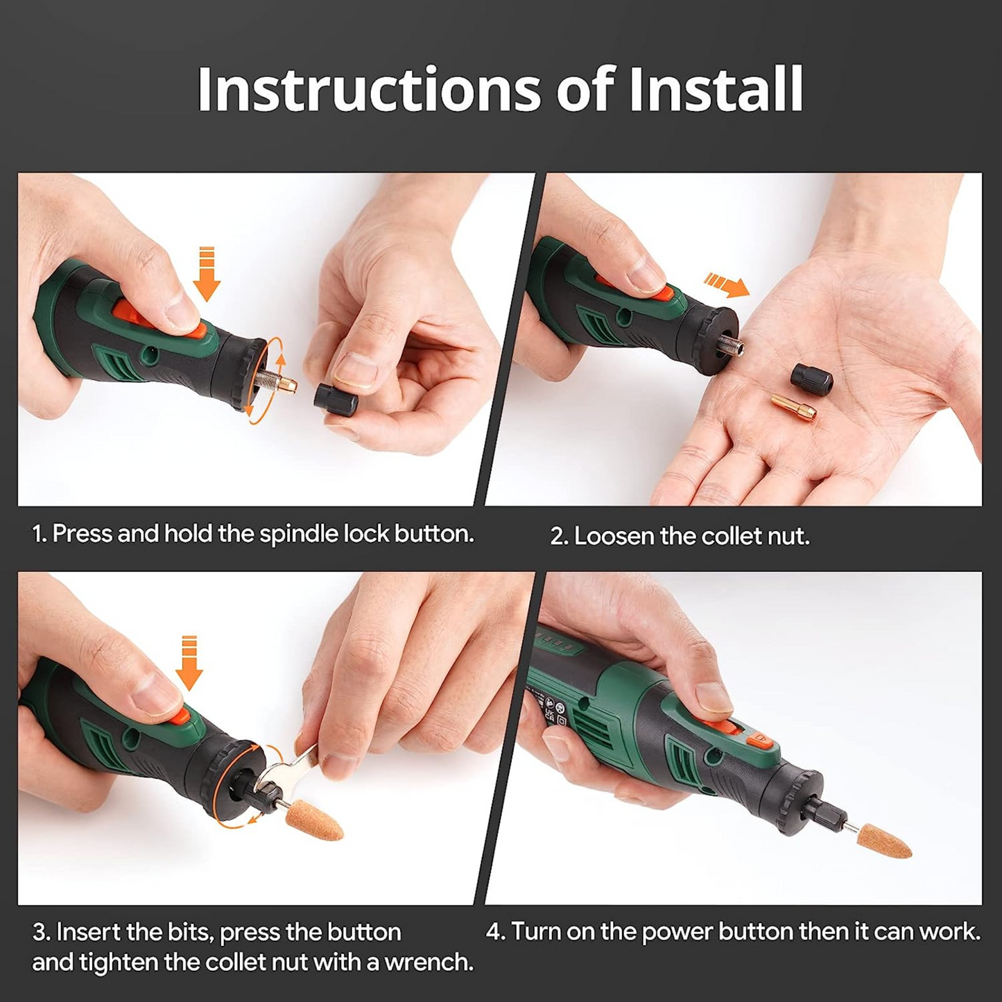 Kit de herramientas rotativas inalámbricas, batería recargable, 127 accesorios