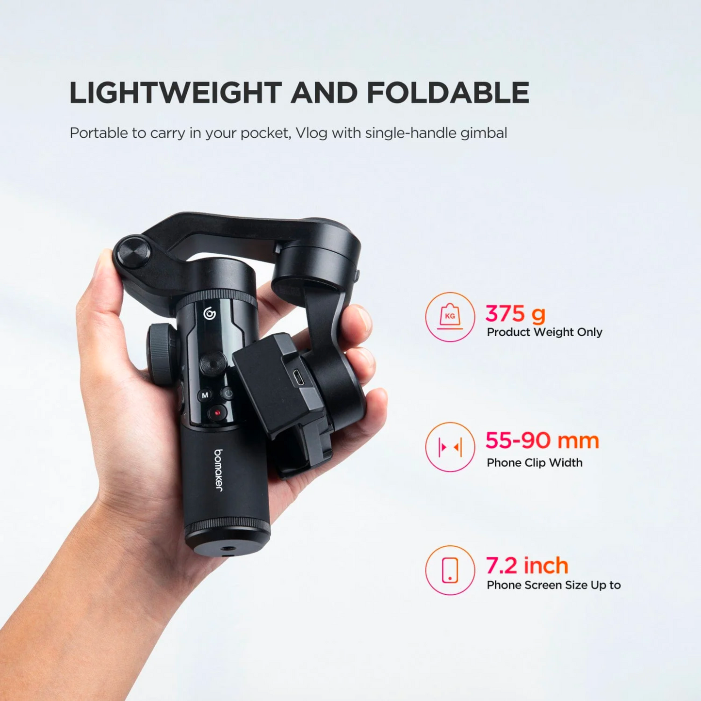 Estabilizador para Smartphone 3 Axis Gimbal con pantalla Oled y Trípode Bomaker Smart XR