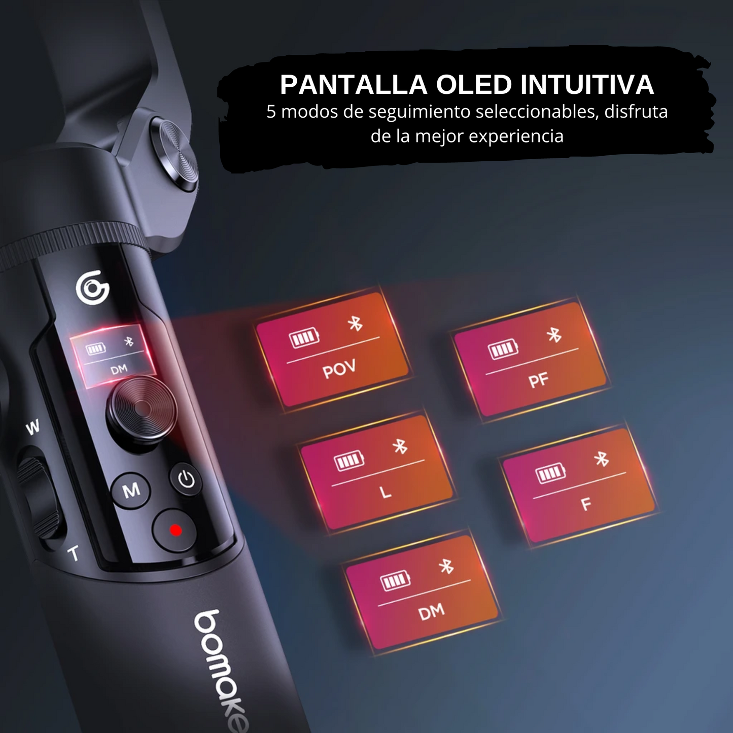 Estabilizador para Smartphone 3 Axis Gimbal con pantalla Oled y Trípode Bomaker Smart XR