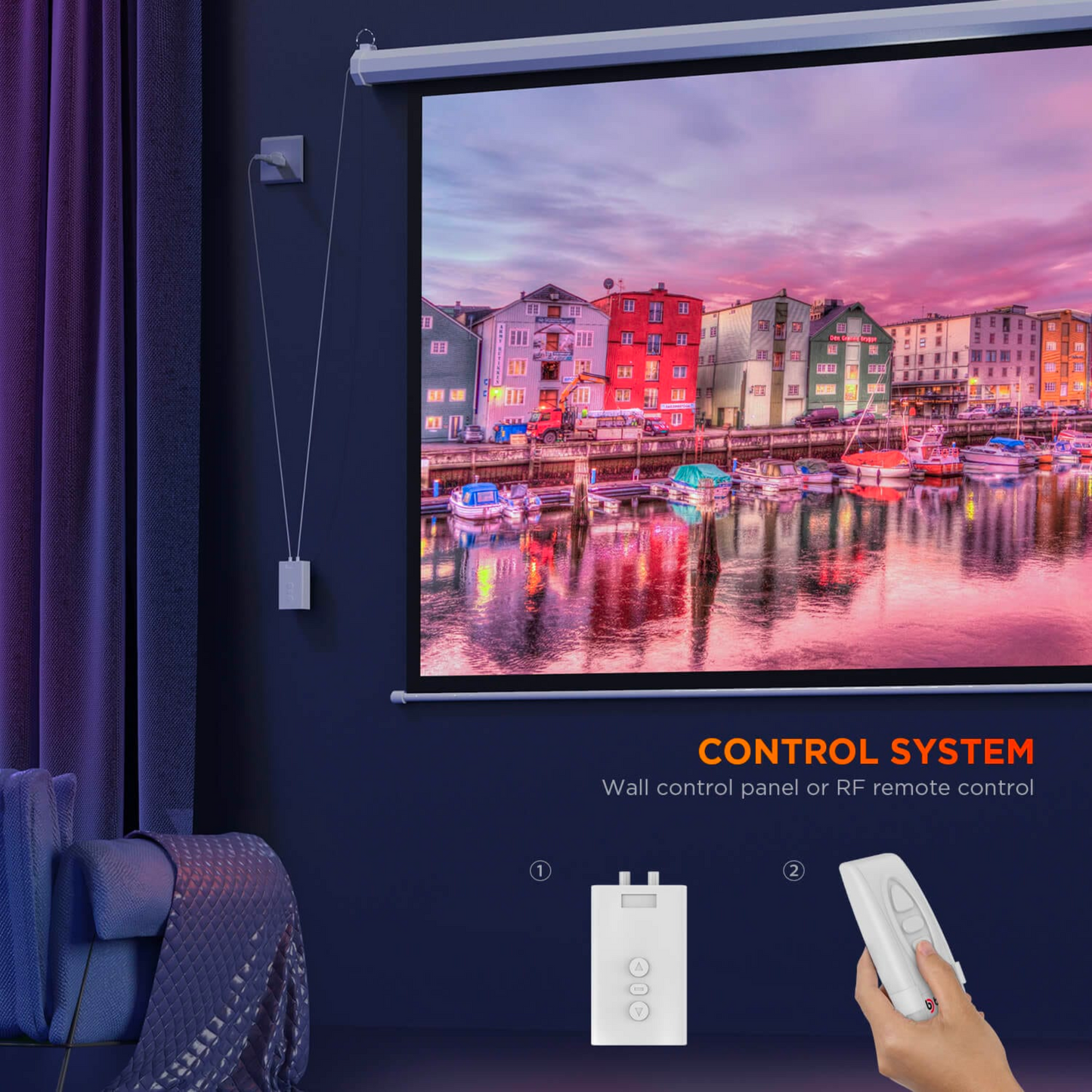 Pantalla de Proyector Eléctrica Bomaker 4K HD | 3D 100”, 16:9