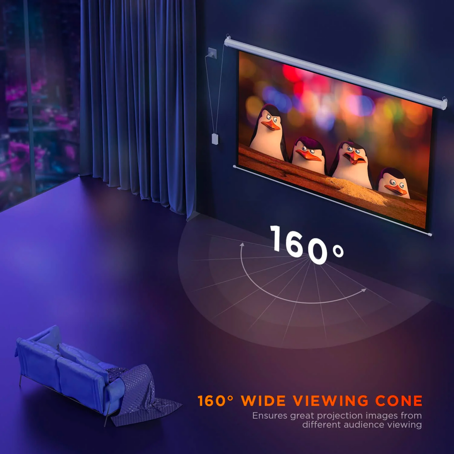 Pantalla de Proyector Eléctrica Bomaker 4K HD | 3D 100”, 16:9