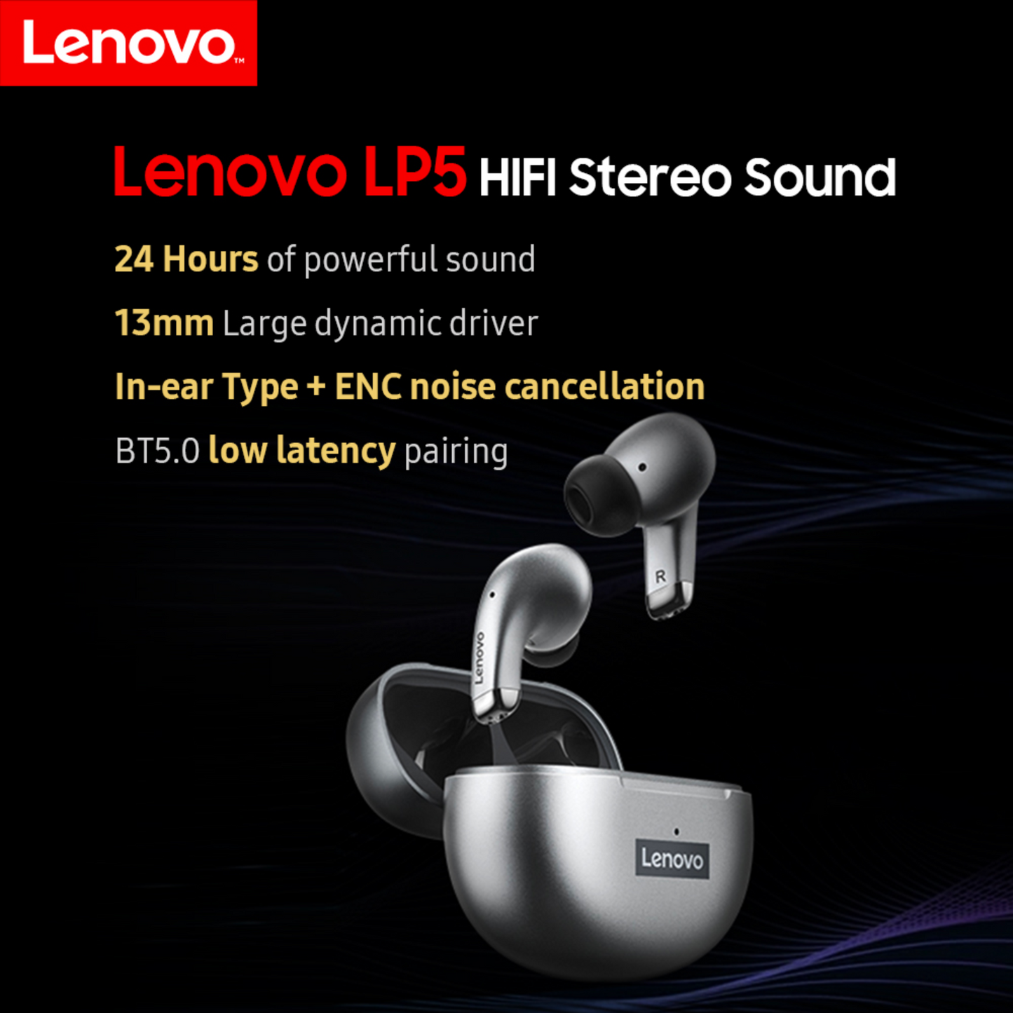 Audífonos Inalámbricos Lenovo LP5 Bluetooth