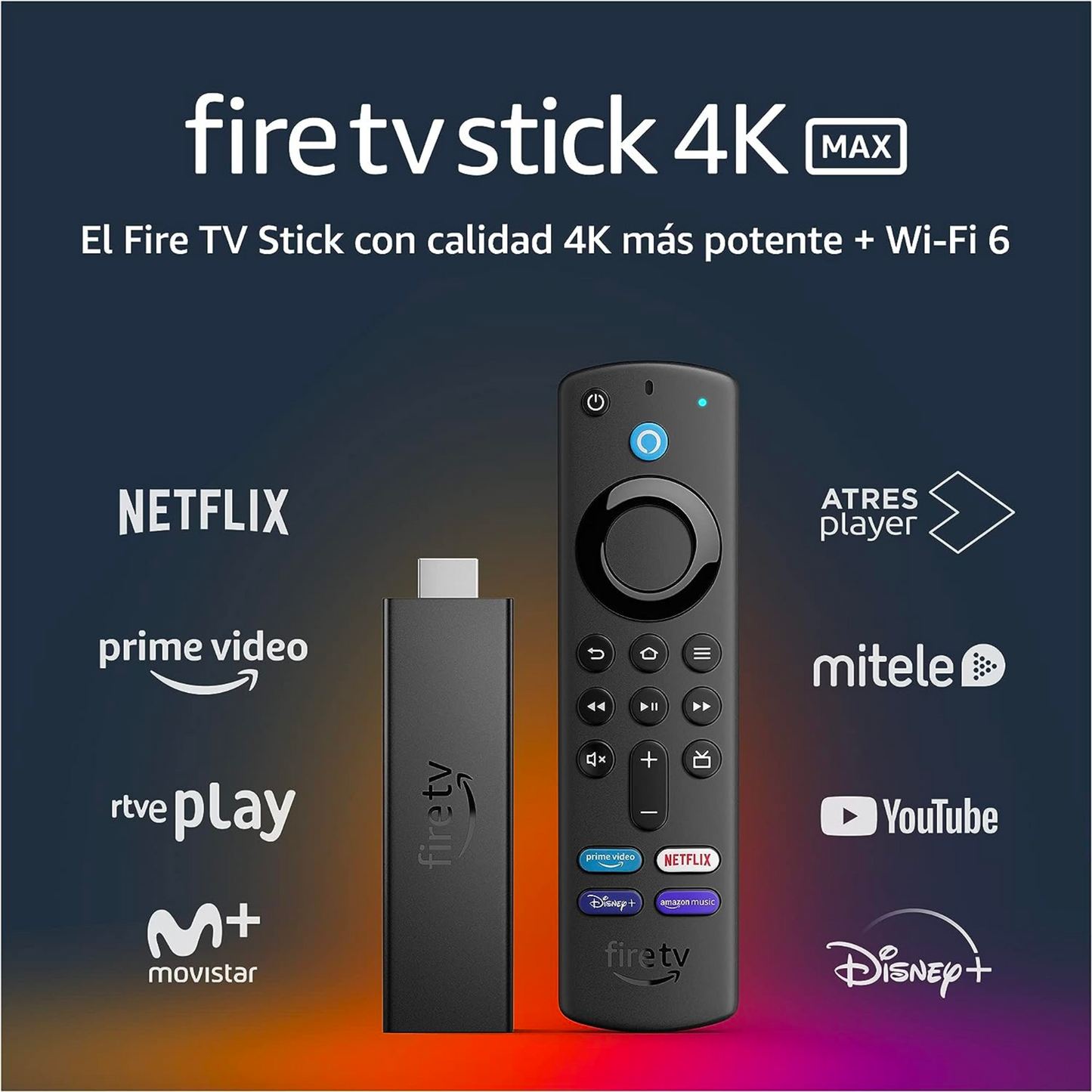 Fire TV Stick 4K Max con Wi-Fi 6 y control remoto por voz Alexa (incluye controles para la televisión)