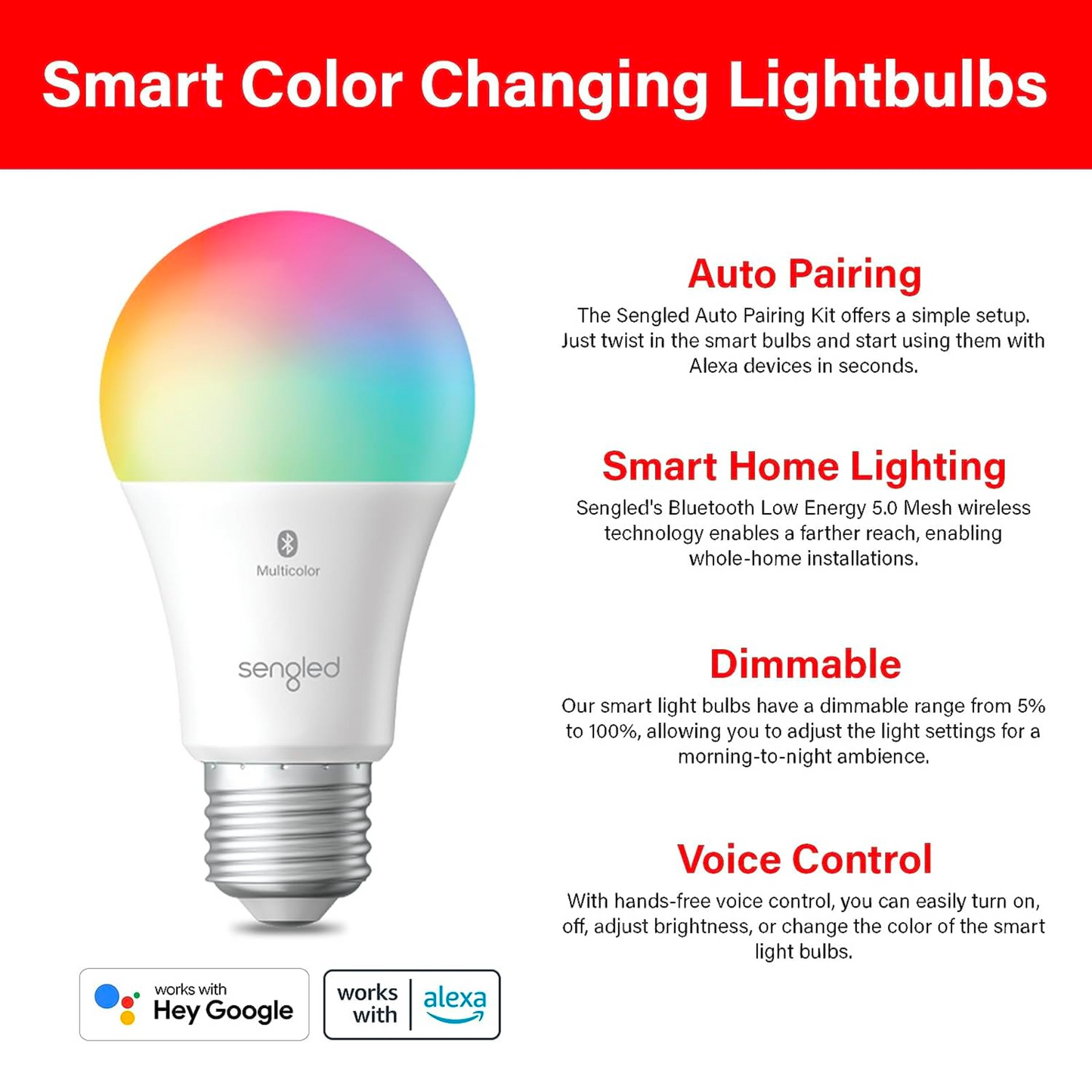Foco Inteligente Sengled Multicolor 16 millones de colores, funcionan con Alexa