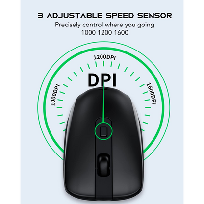 Mouse inalámbrico recargable Black Shark silencioso, 3 DPI ajustables recargable tipo C, ergonómico y USB