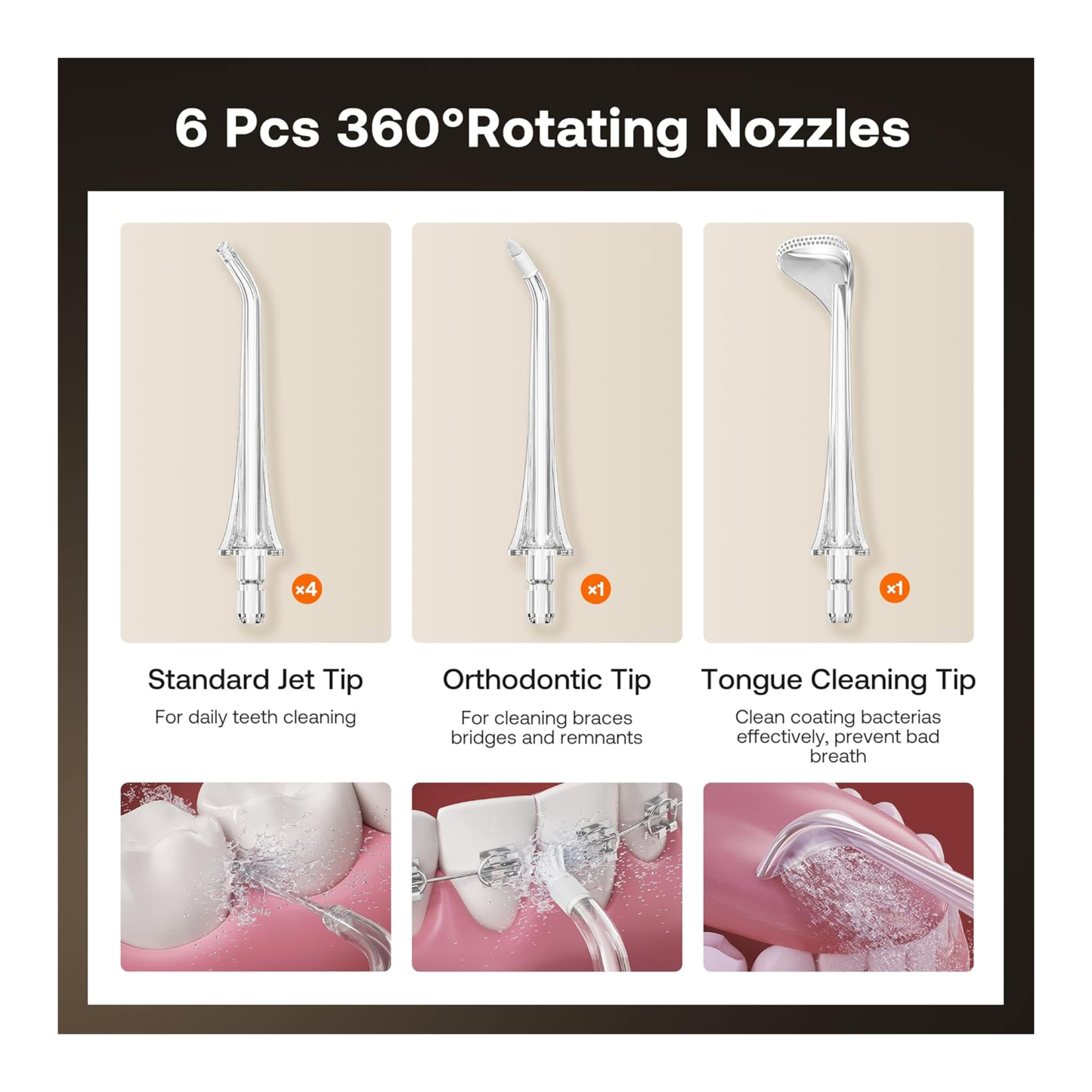 Bitvae C6 Irrigador dental inalámbricas, 3 modos, 5 intensidades, IPX7 impermeable