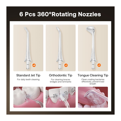 Bitvae C6 Irrigador dental inalámbricas, 3 modos, 5 intensidades, IPX7 impermeable