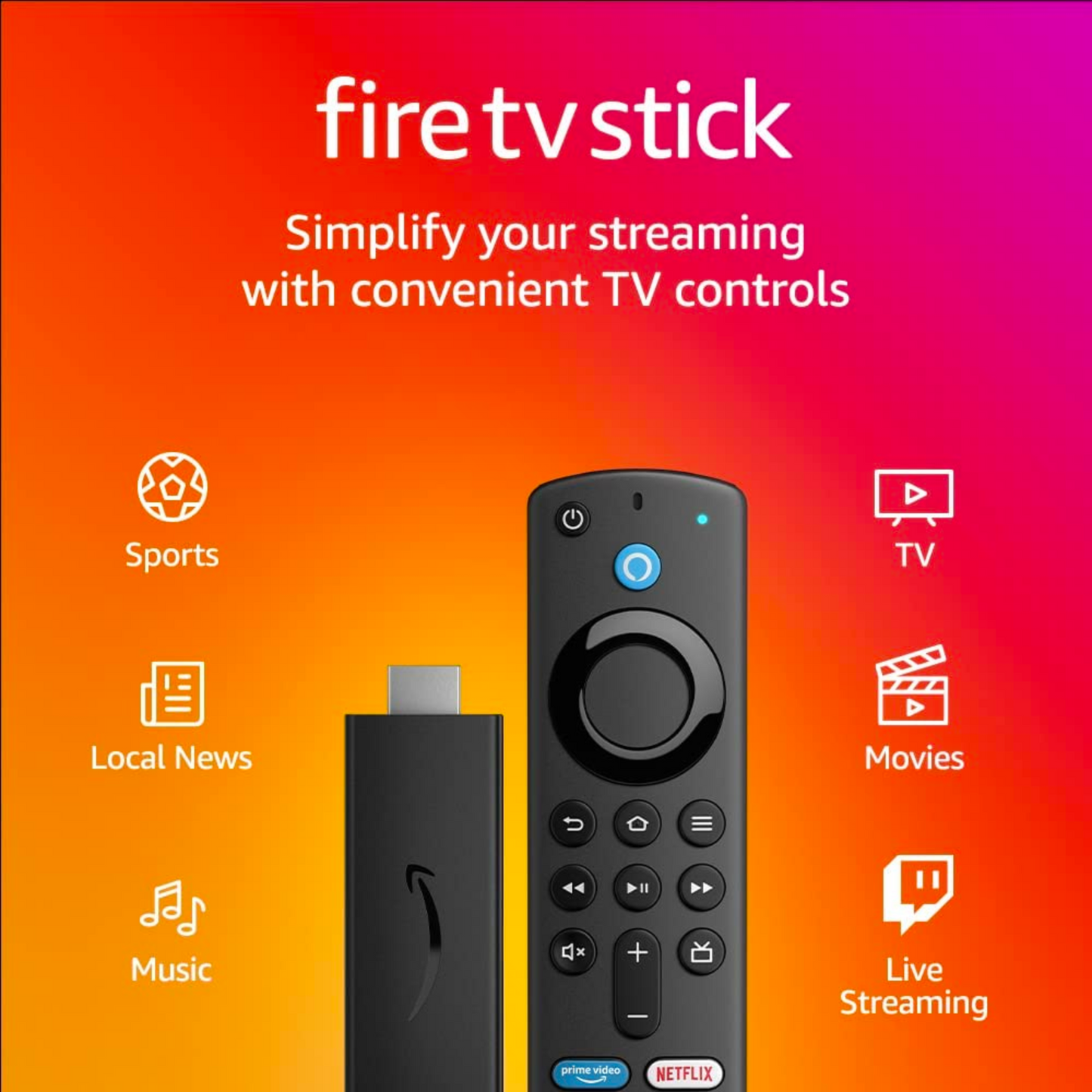 Fire TV Stick con mando por voz Alexa (incluye controles del TV)